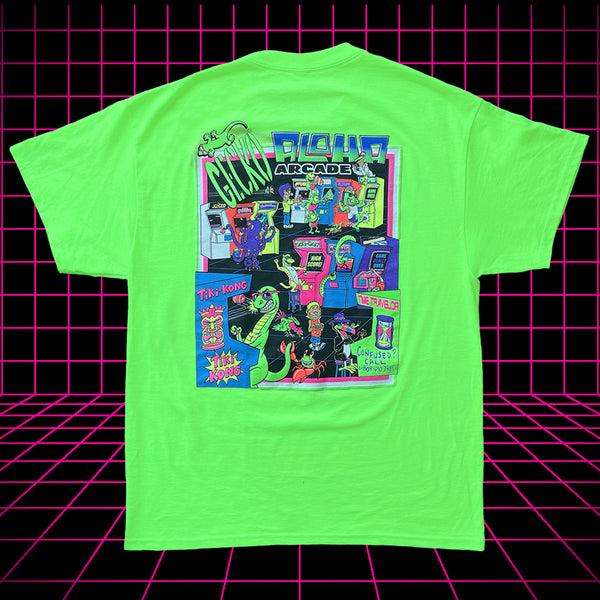 gecko hawaii Aloha Arcade 1980s Neon Green - Gecko X Nazar 4 Limited Tee