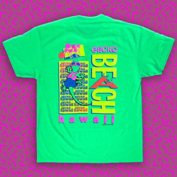 gecko hawaii Bootleg Beach Postcard '89 - 1980's Neon Green