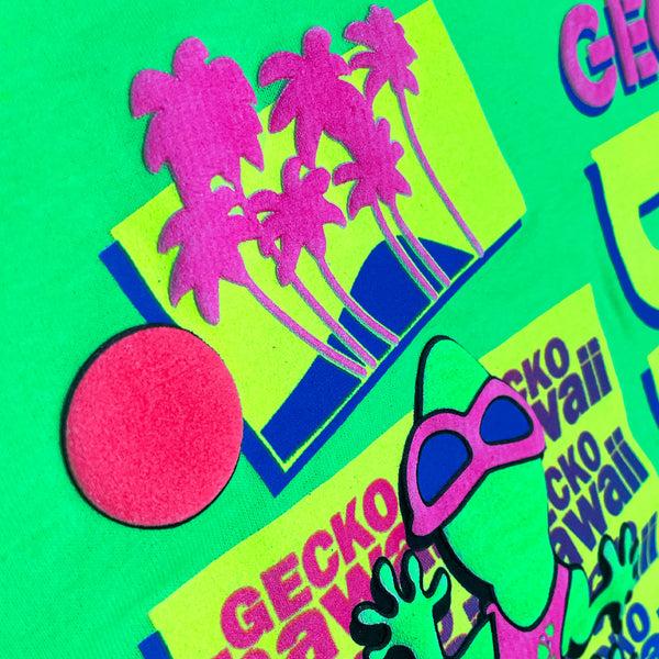 Gecko Hawaii Bootleg Beach Postcard '89 - 1980's Neon Green