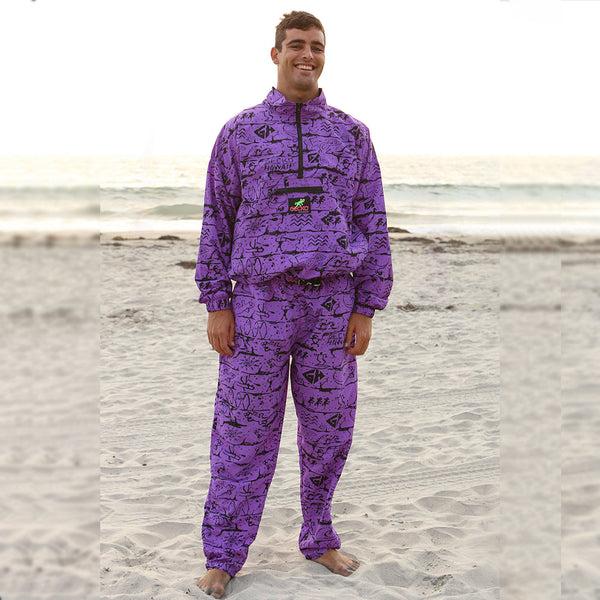 Gecko Hawaii Deep Purple Gecko Wall '90's Beach Pants