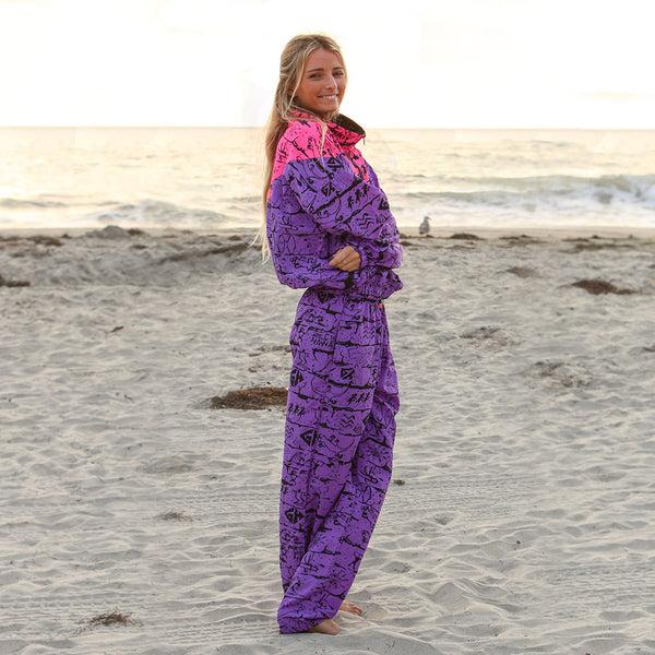 Gecko Hawaii Deep Purple Gecko Wall '90's Beach Pants