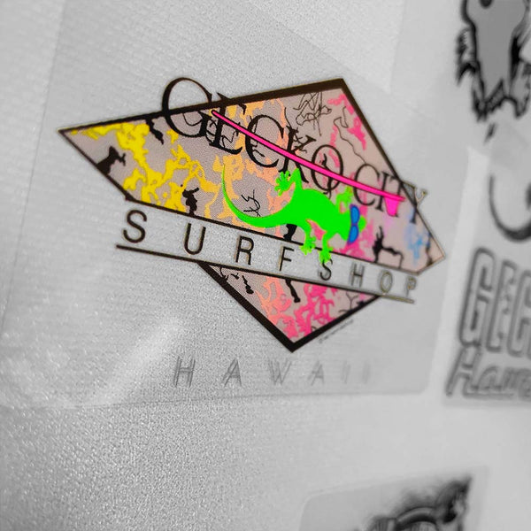 gecko hawaii Gecko City Surf 1980s Fluorescent Collector's Sticker