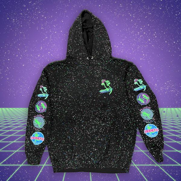 gecko hawaii Gecko Four LoGo Glow-In-The-Dark Splatter Hoodie- Limited Edition