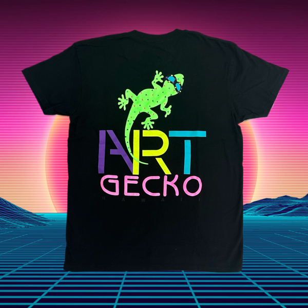 gecko hawaii 1980's Art Gecko - KIDS Black Tee