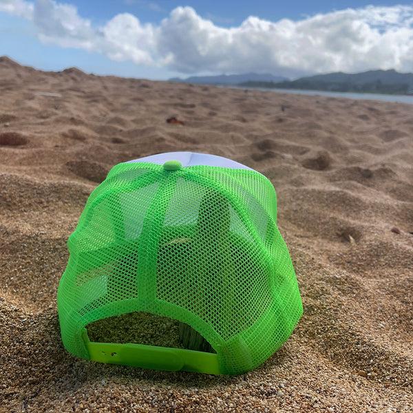 Gecko Hawaii 1980's Neon Green Trucker Hat