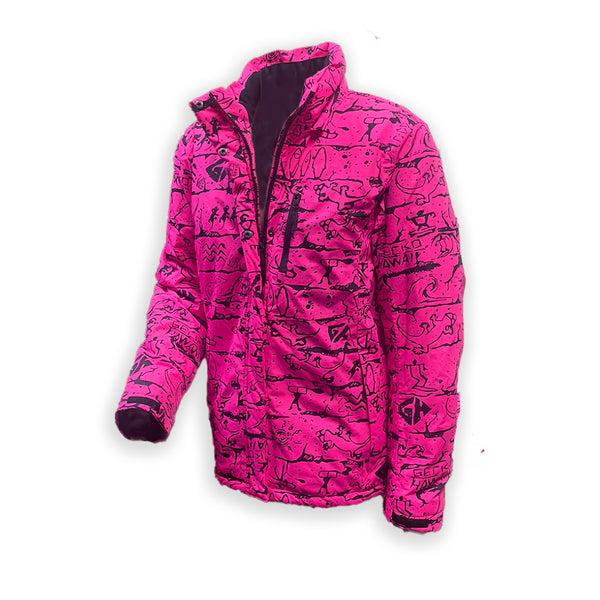 gecko hawaii 1980's Neon Pink Retro Jacket