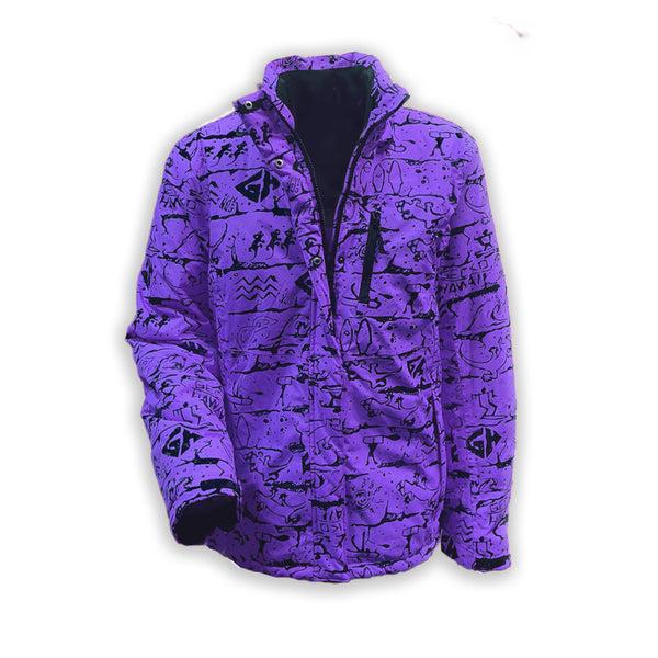 gecko hawaii 1980's Neon Purple Retro Jacket
