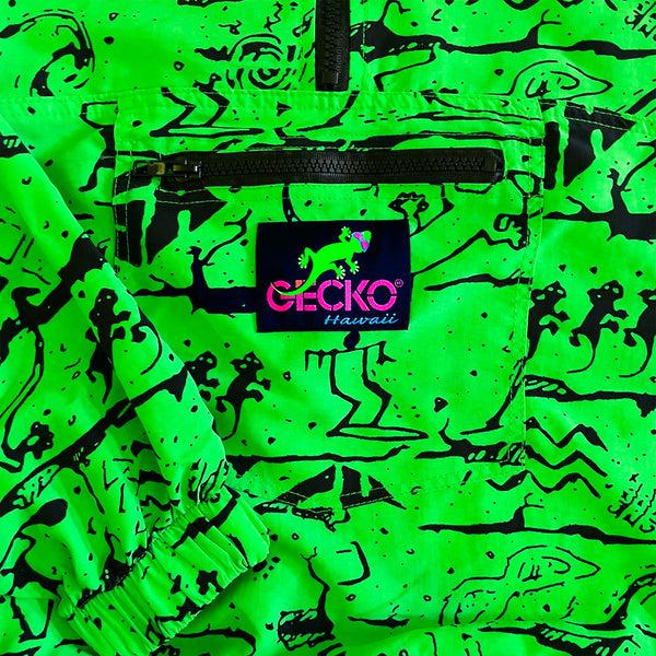 Gecko Hawaii 1988 Neon Green Wall Windbreaker