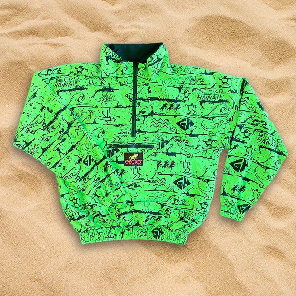 gecko hawaii 1988 Neon Green Wall Windbreaker