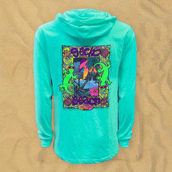 gecko hawaii 1989 Gecko Beach - Neon Bermuda HoodTEE