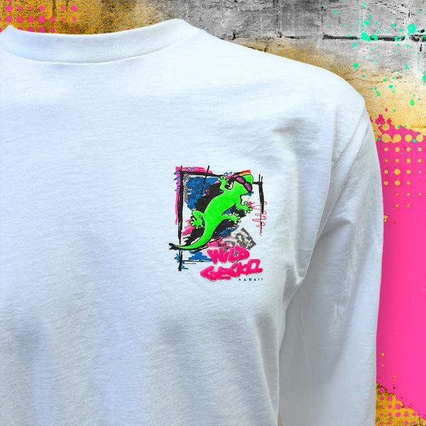Gecko Hawaii 1989 Gecko Graffiti White LS Tee