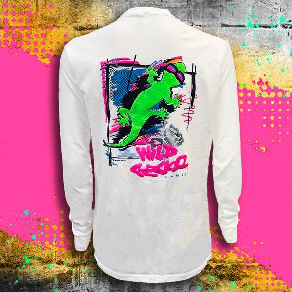 gecko hawaii 1989 Gecko Graffiti White LS Tee