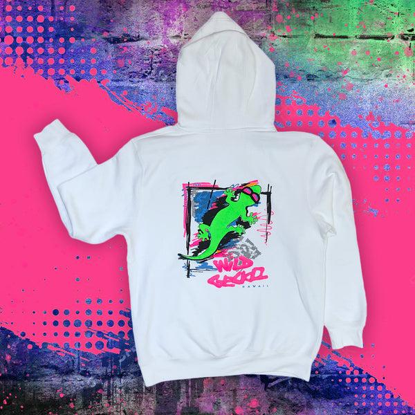 gecko hawaii 1989's Gecko Graffiti White Hoodie