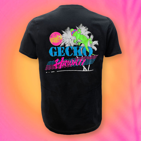gecko hawaii '86 Souvenir Palm - Black Tee