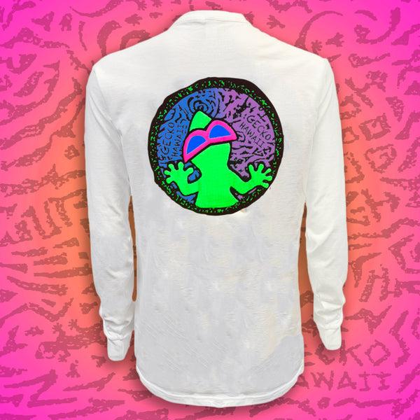Gecko Hawaii Big Swirl White Long Sleeve Tee