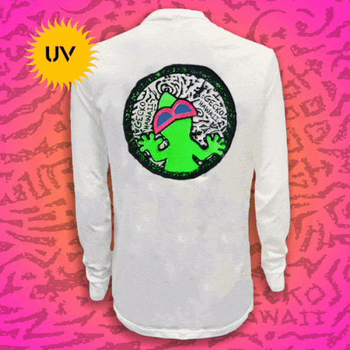 Gecko Hawaii Big Swirl White Long Sleeve Tee