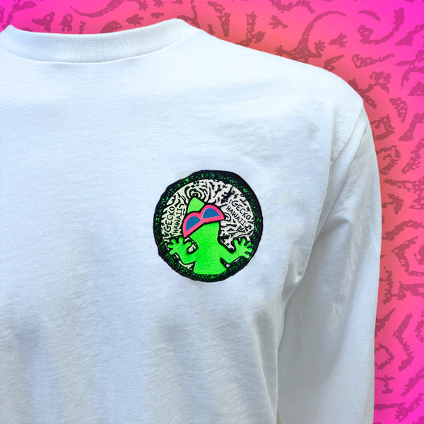 Gecko Hawaii Big Swirl White Long Sleeve Tee
