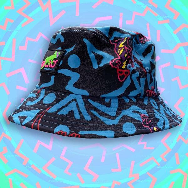 Gecko Hawaii Blue Geo Bucket Hat