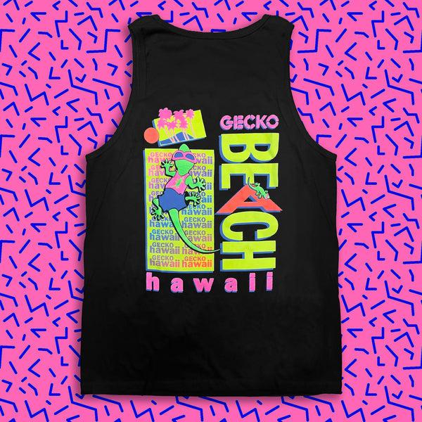 gecko hawaii Bootleg Beach Postcard '89 - Black Tank