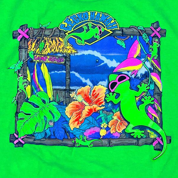 Gecko Hawaii Camp Gecko '89 - 1980s Neon Green