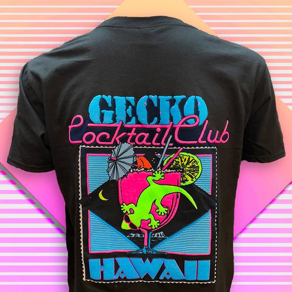 Gecko Hawaii Gecko Cocktail Club Black Beach Tee