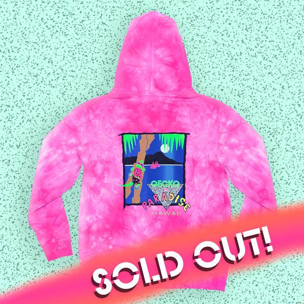gecko hawaii Gecko In Paradise Pink Tie Dye Hoodie