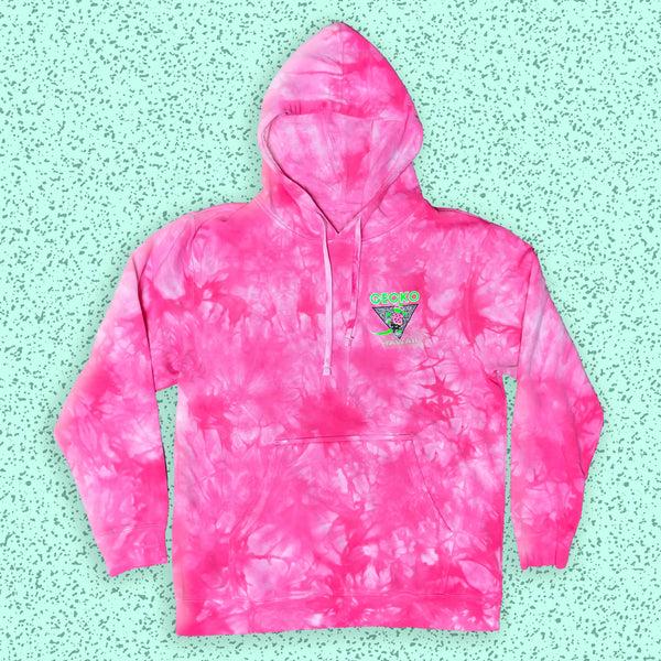 Gecko Hawaii Gecko In Paradise Pink Tie Dye Hoodie