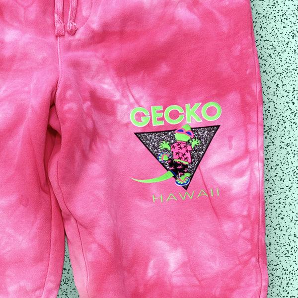 Gecko Hawaii Gecko In Paradise Pink Tie Dye Sweats