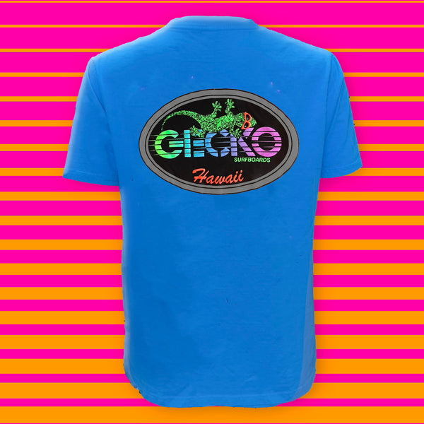 gecko hawaii Gecko Racing - Neon Blue Pigment Tee