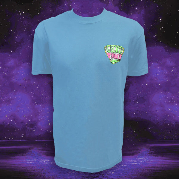 Gecko Hawaii Gecko Space Tiki: 1980's Soft Blue Tee