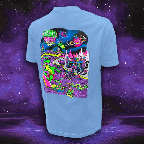 Gecko Hawaii Gecko Space Tiki: 1980's Soft Blue Tee