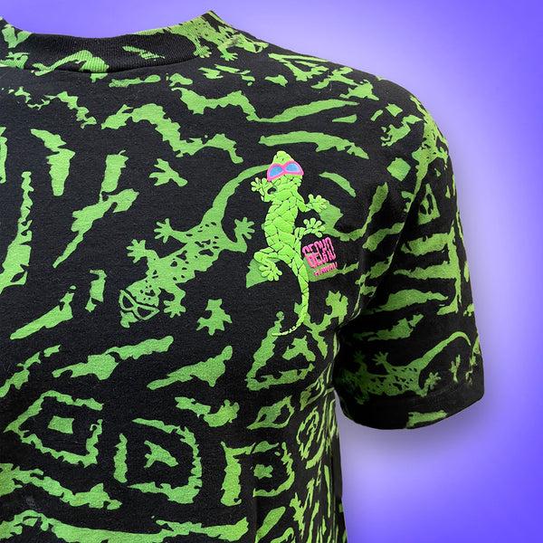 Gecko Hawaii Gecko Swirl All Over Black Tee