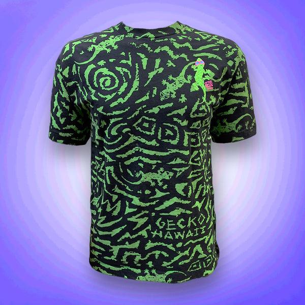 gecko hawaii Gecko Swirl All Over Black Tee