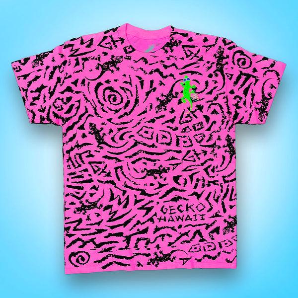 gecko hawaii Gecko Swirl All Over Hot Pink Tee
