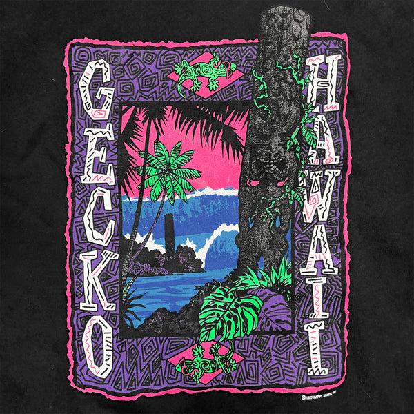 Gecko Hawaii Gecko Tiki Time - Black Hoodie