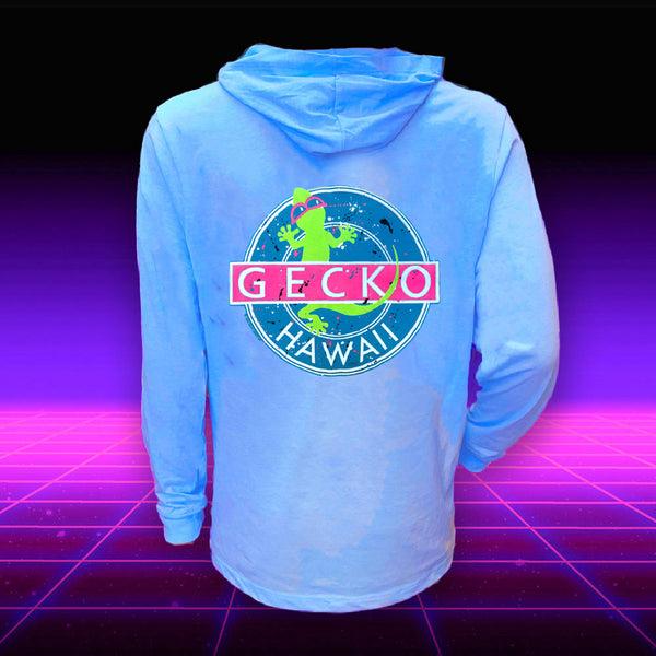 gecko hawaii Gecko Vinyl - Neon Blue Frost HoodTEE