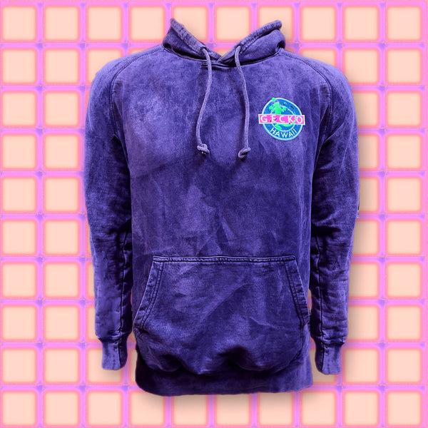 Gecko Hawaii Gecko Vinyl Purple Acid Wash Hoodie