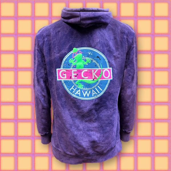 gecko hawaii Gecko Vinyl Purple Acid Wash Hoodie
