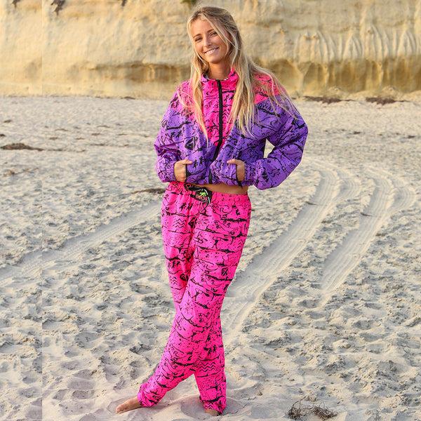 Gecko Hawaii Hot Pink Gecko Wall '90's Beach Pants