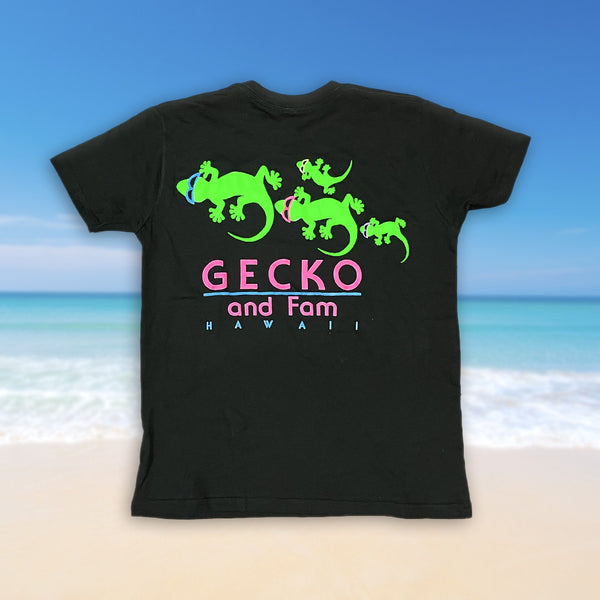 gecko hawaii KIDS Gecko Fam Black Tee