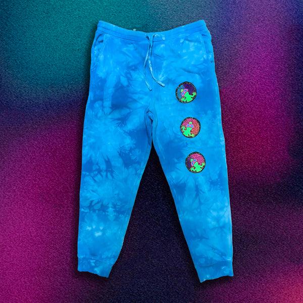 gecko hawaii Neon Aqua Blue Tie-Dye Sweatpants