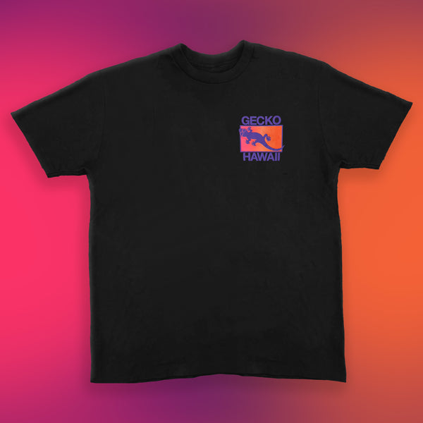 Gecko Hawaii Neon Drift -  Tequila Sunset Black Tee