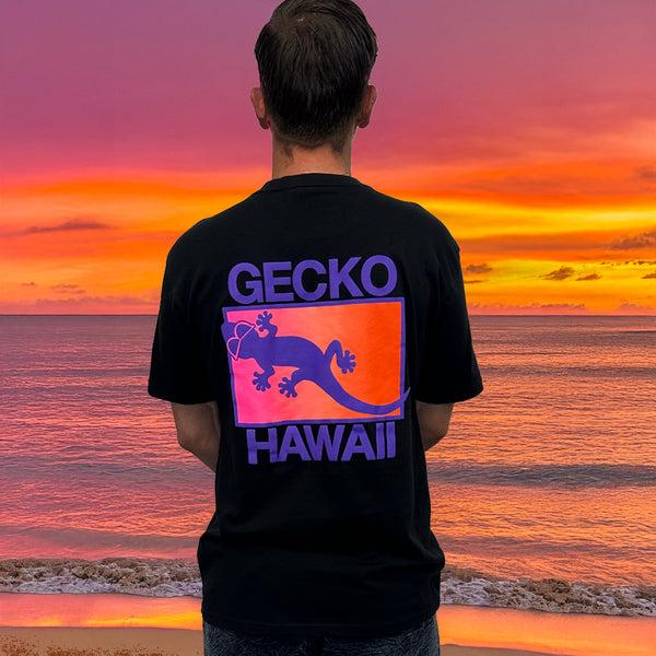 Gecko Hawaii Neon Drift -  Tequila Sunset Black Tee