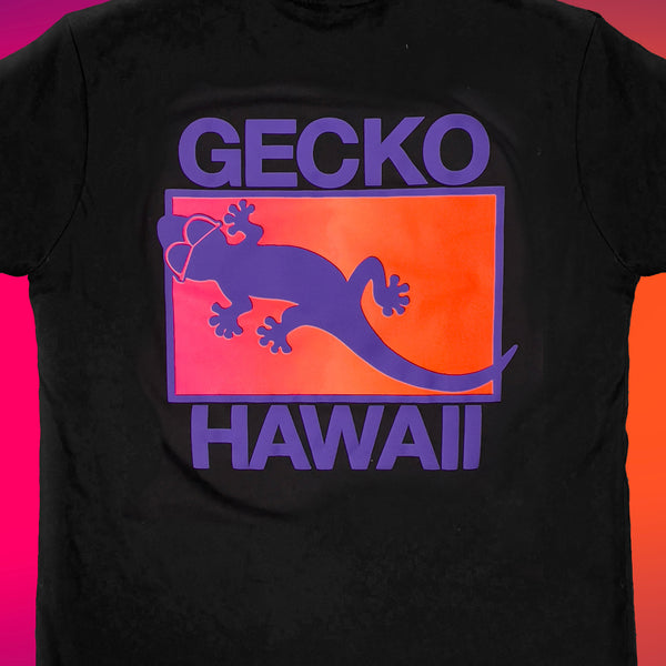Gecko Hawaii Neon Drift -  Tequila Sunset Black Tee