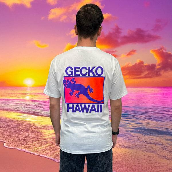 gecko hawaii Neon Drift -  Tequila Sunset White Tee