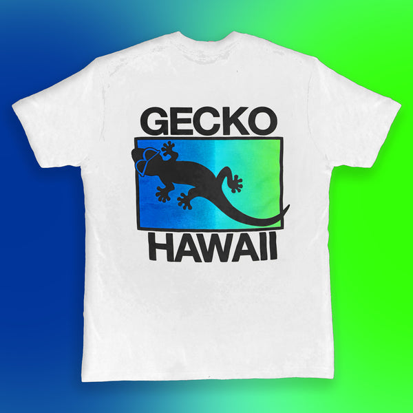 gecko hawaii Neon Drift - Tidal Twist White Tee