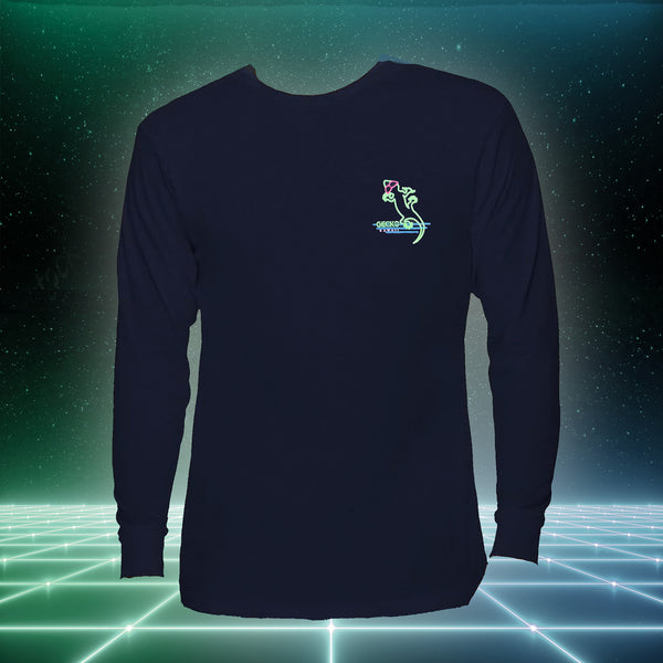 Gecko Hawaii Neon Night Club Navy Long Sleeve