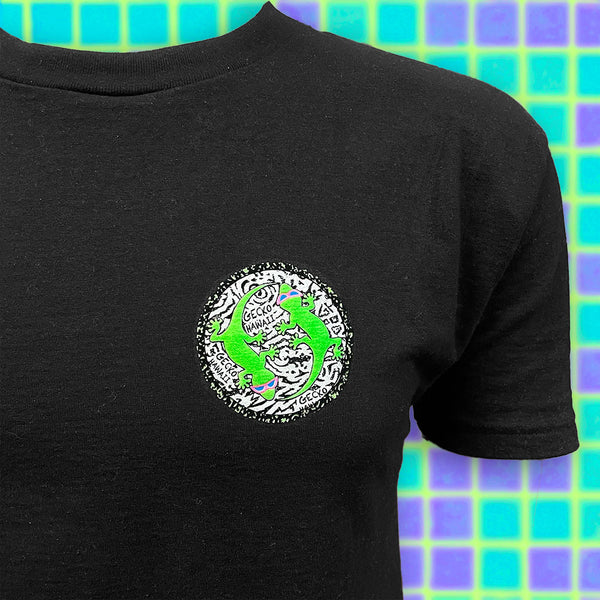 Gecko Hawaii Pop-Up Pool Party Black Beefy Tee