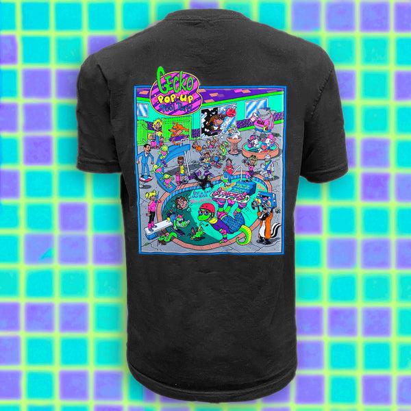 gecko hawaii Pop-Up Pool Party Black Beefy Tee