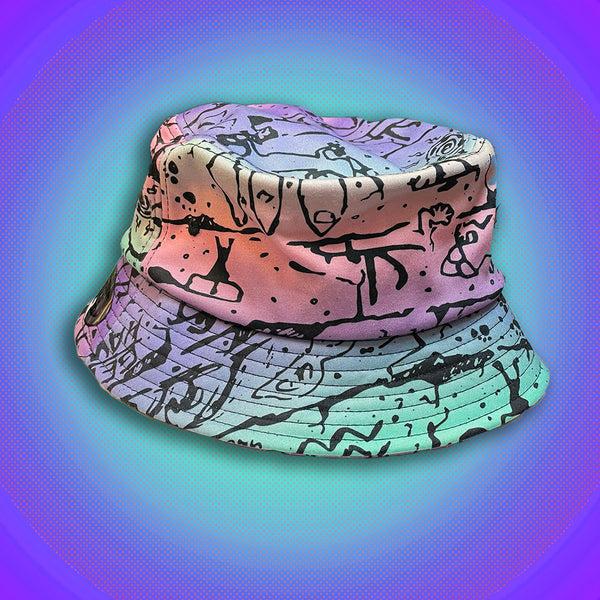 gecko hawaii Purple/Mint Tie-Dye Wall Bucket Hat